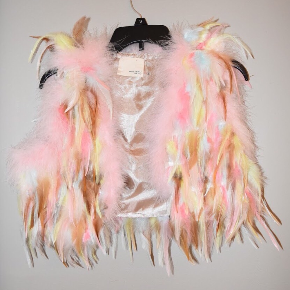 Multicolored Feather Vest